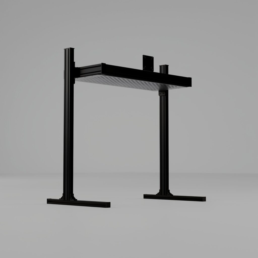 Sim Racing Corner Single Monitor Stand with PC Tray