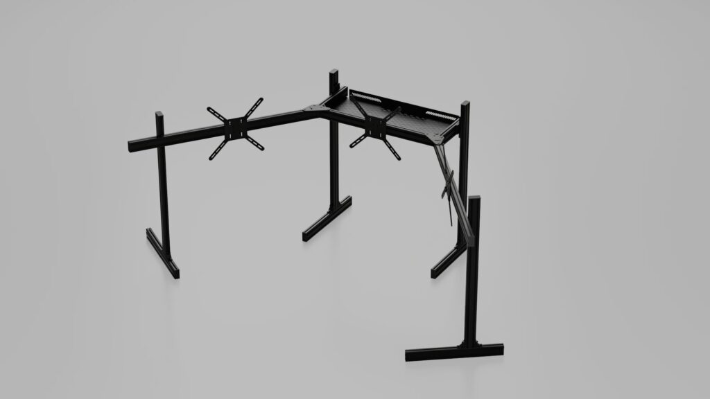 Sim Racing Corner Wraparound Triple Monitor Stand